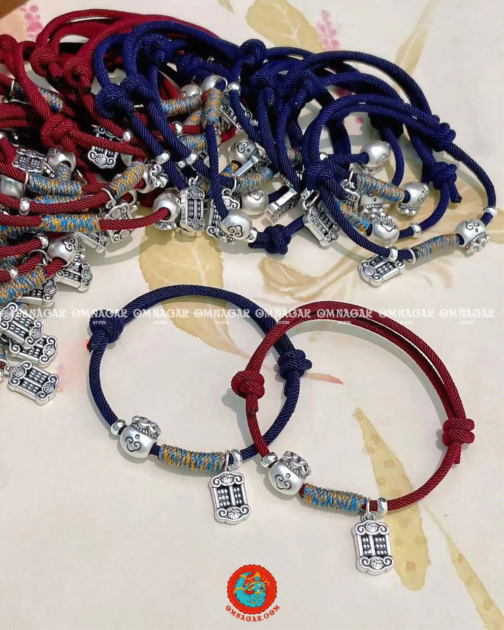 OMNAGAR “Abacus” Red String Bracelet - S999 Fine Silver
