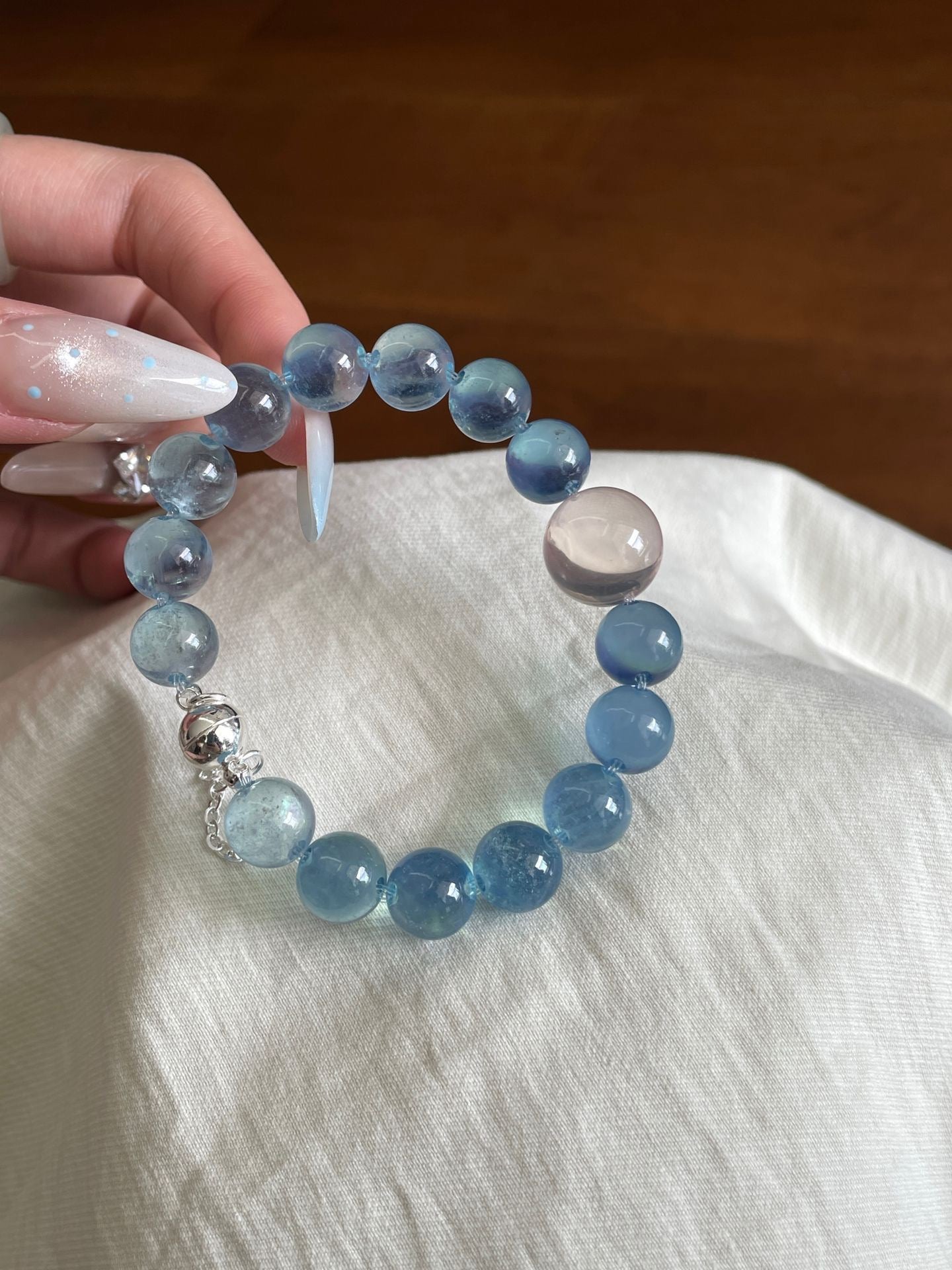 OMNAGAR “Ocean Mist” Aquamarine Bracelet