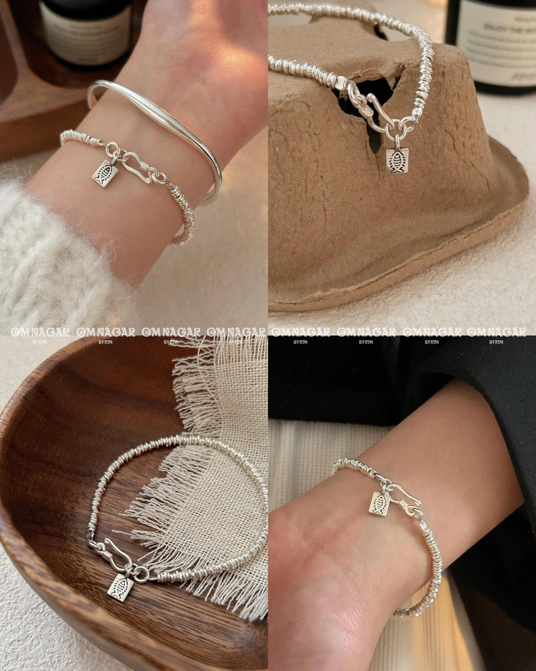 OMNAGAR “Daruma” Red String Bracelet - S999 Fine Silver