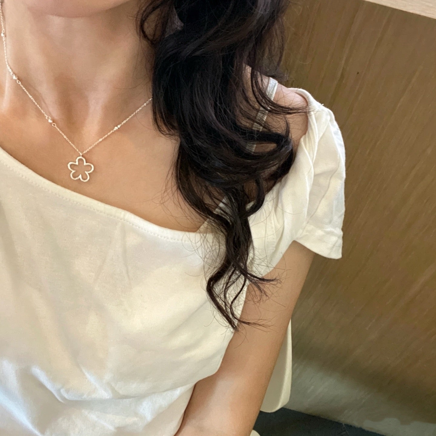 Silver Flower Beaded Necklace