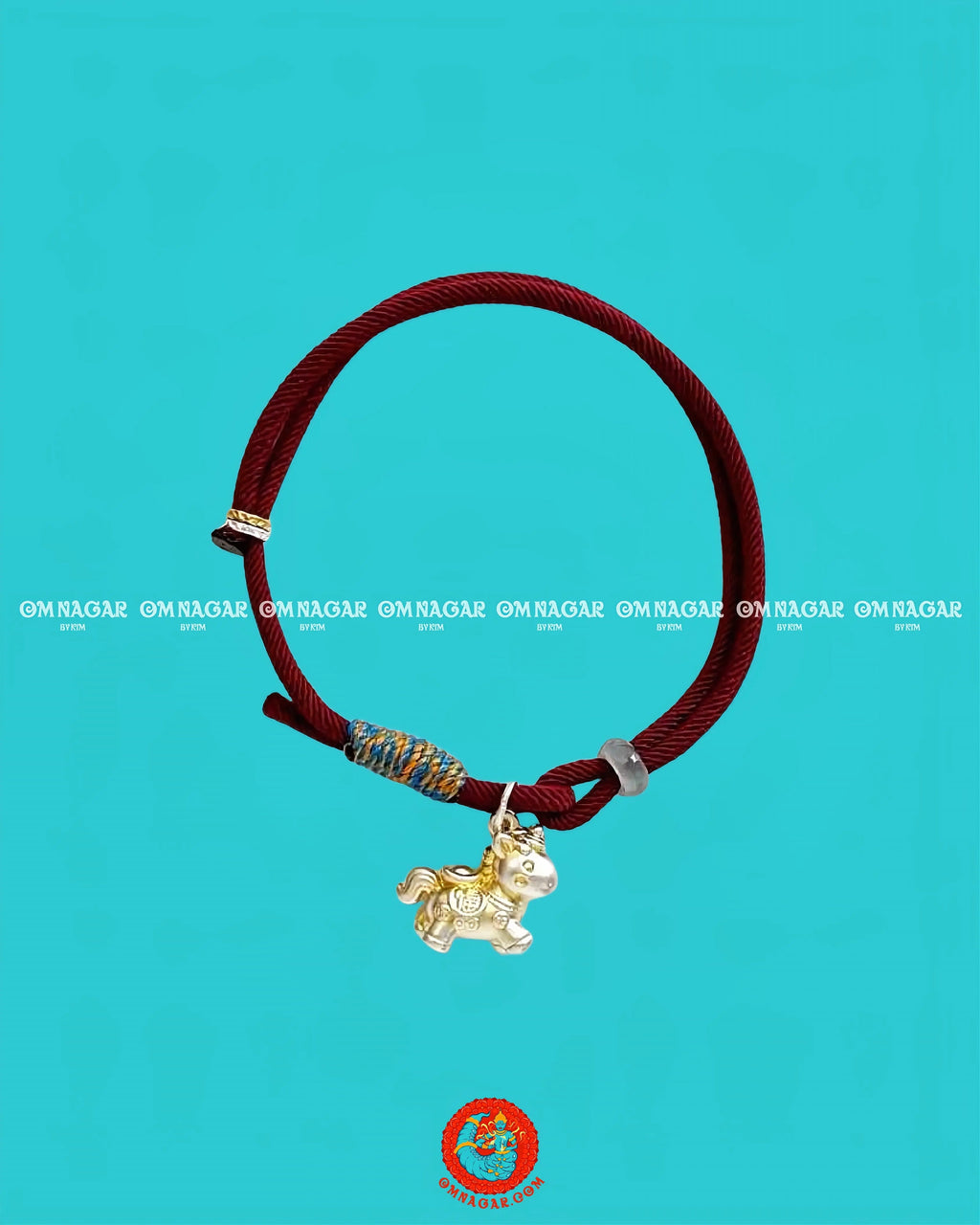 OMNAGAR “Golden Horse of Blessings” Red String Bracelet - Gold-Plated S999 Fine Silver