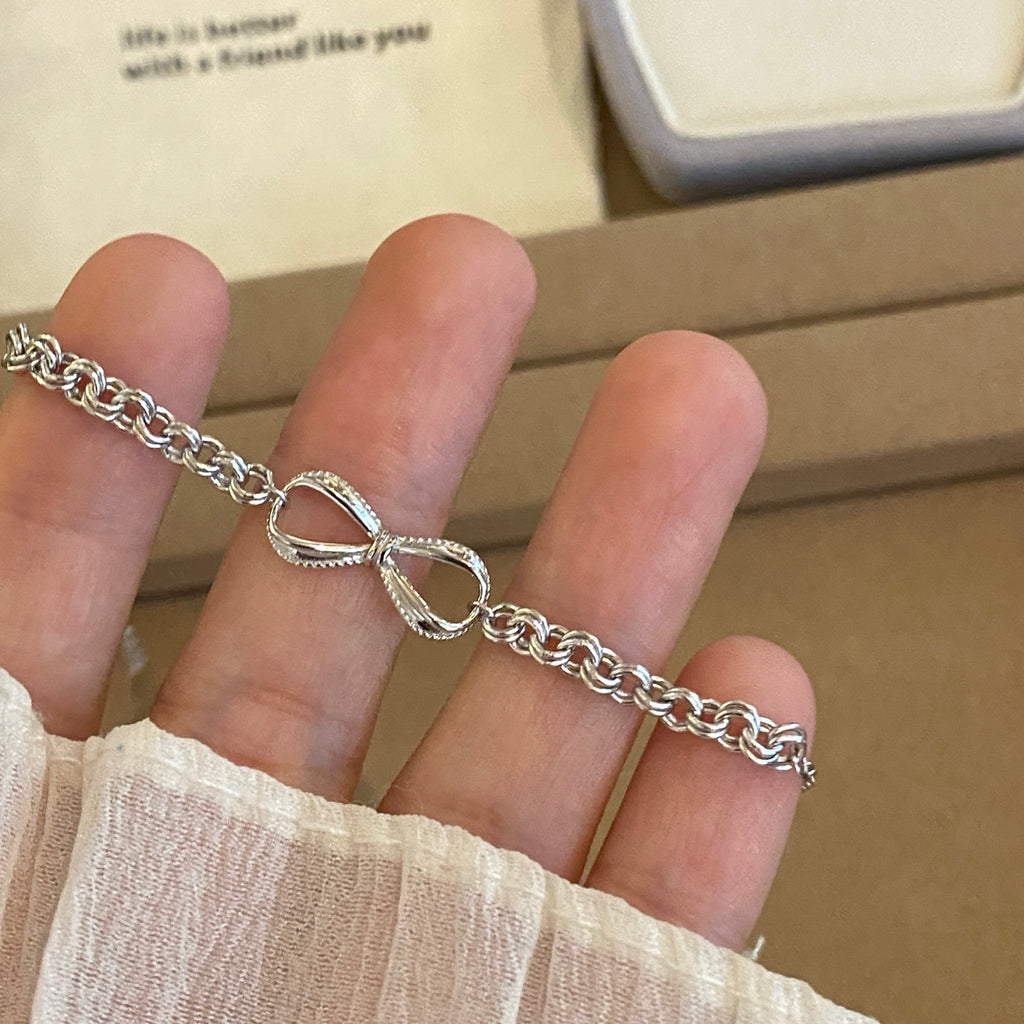 Delicate Silver Bow Bracelet