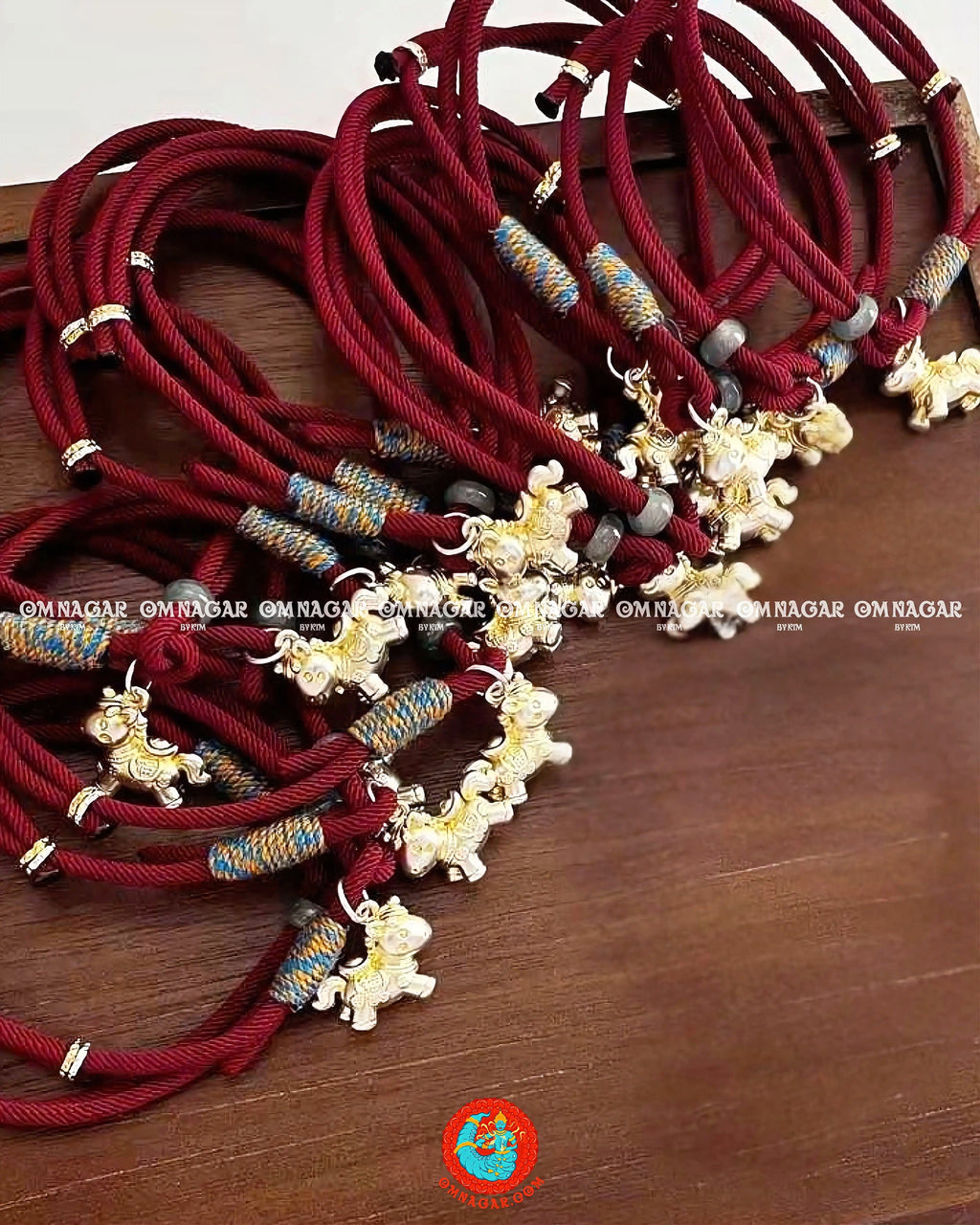 OMNAGAR “Golden Horse of Blessings” Red String Bracelet - Gold-Plated S999 Fine Silver