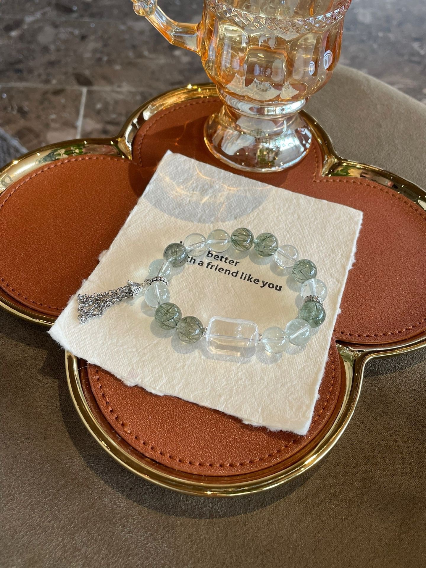 OMNAGAR “Emerald Mist” Natural Gemstone Bracelet
