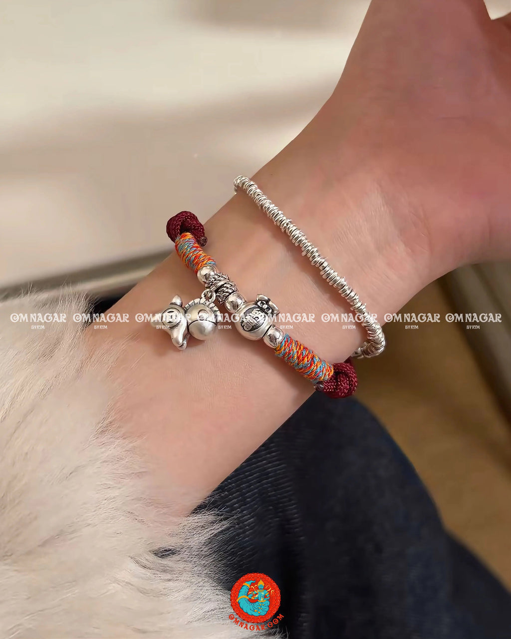 OMNAGAR “Little Horse” Five-Color Red String Bracelet with S999 Fine Silver Charm