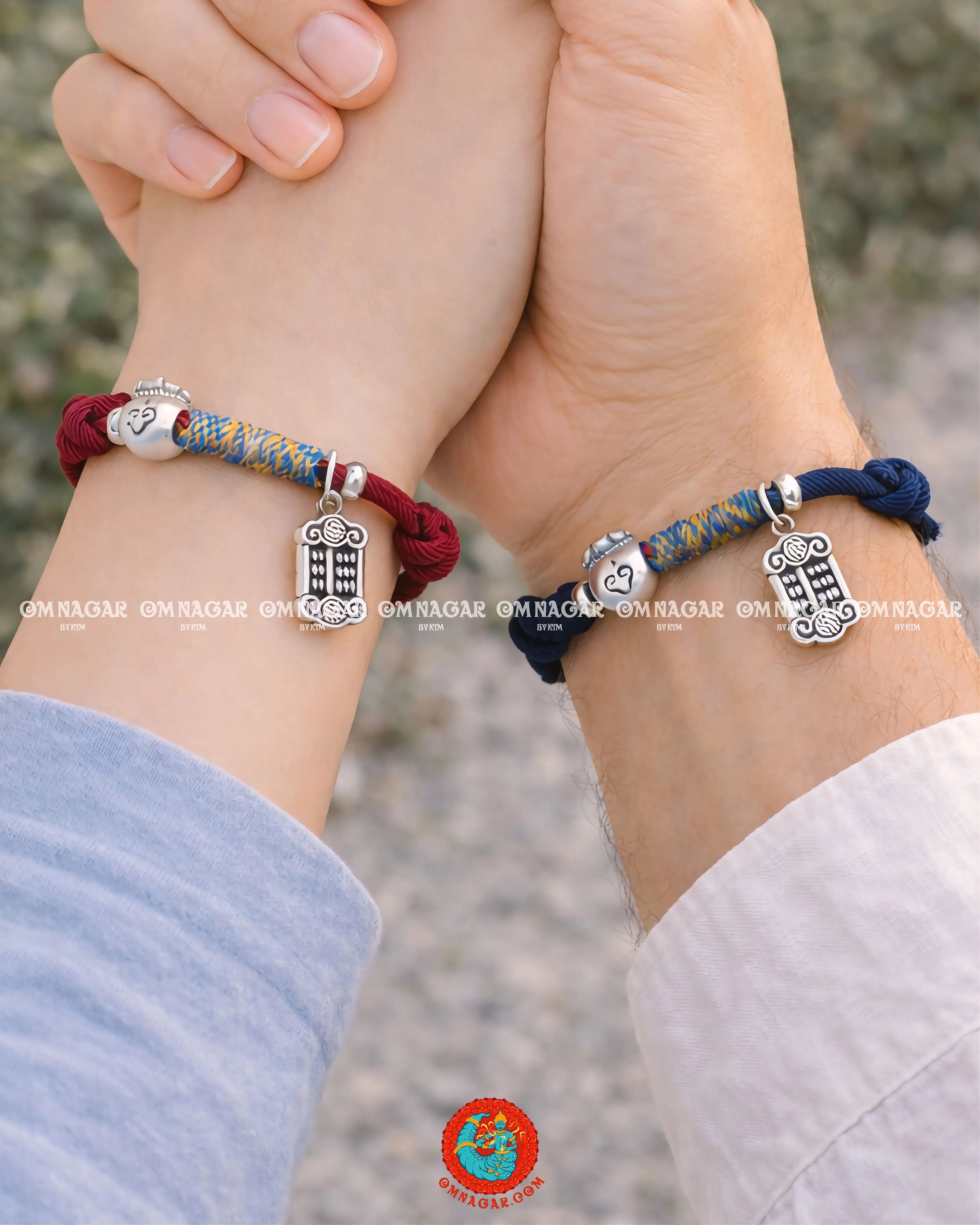 OMNAGAR “Abacus” Red String Bracelet - S999 Fine Silver