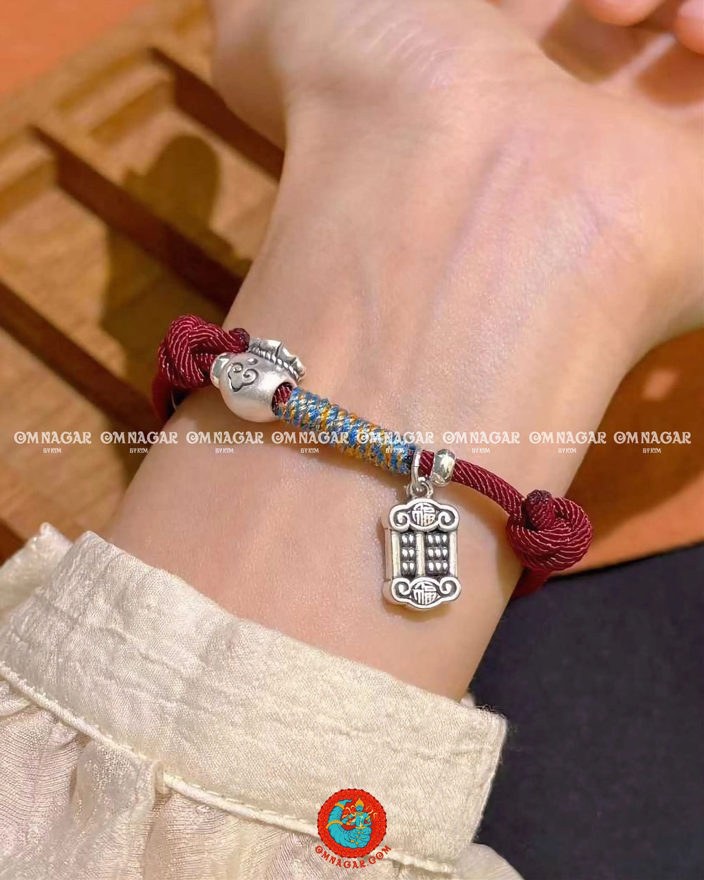 OMNAGAR “Abacus” Red String Bracelet - S999 Fine Silver