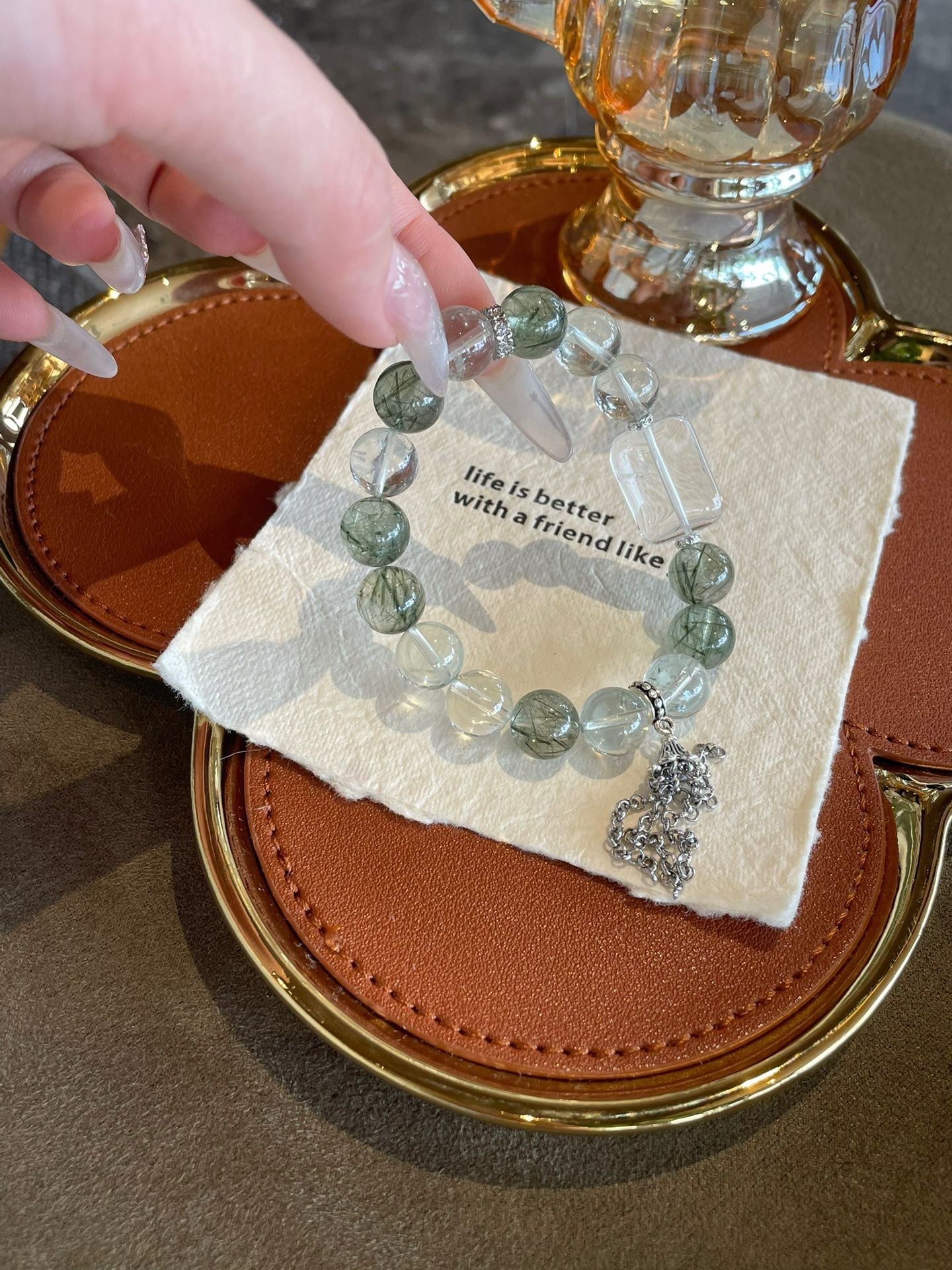OMNAGAR “Emerald Mist” Natural Gemstone Bracelet