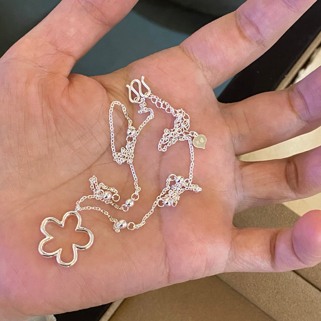 Silver Flower Beaded Necklace
