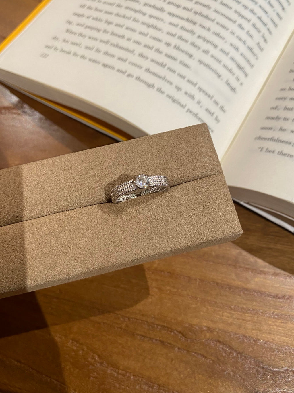 Adjustable Silver Beaded Star Ring