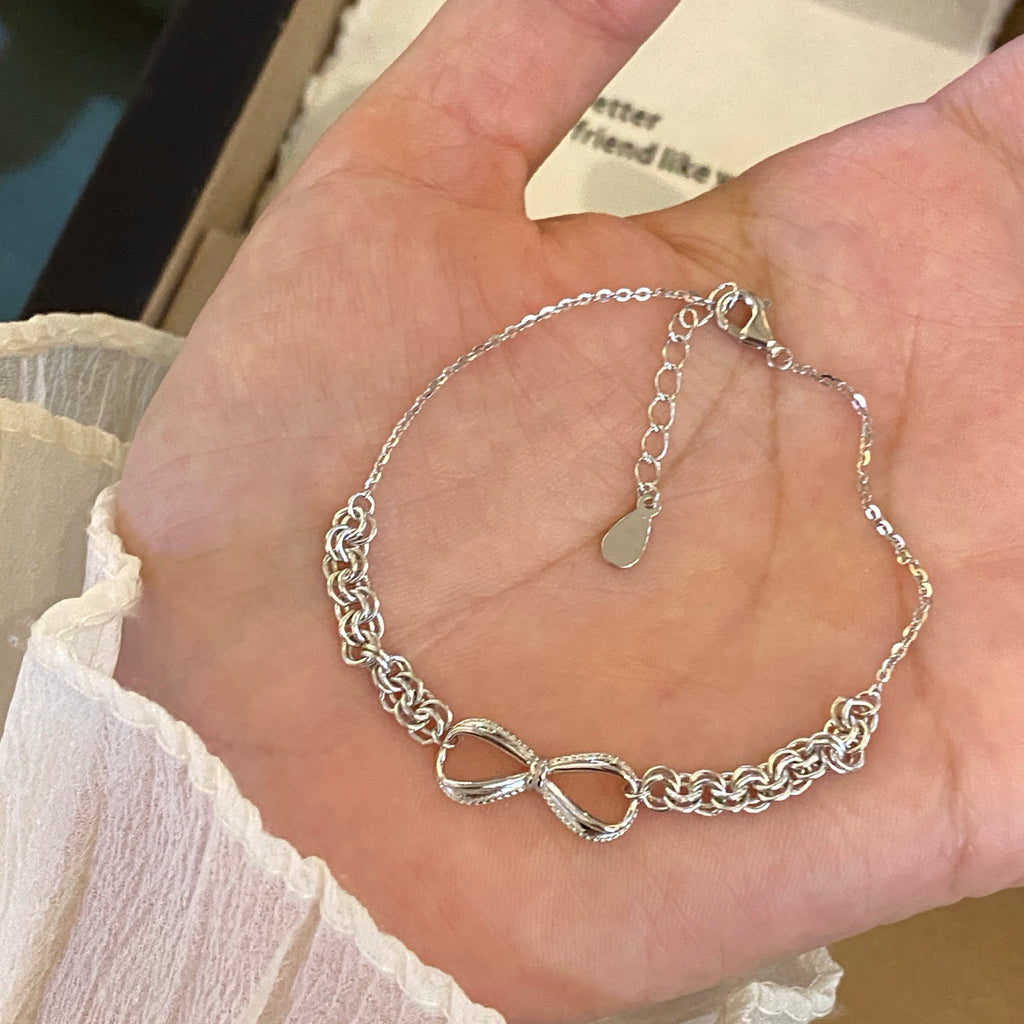 Delicate Silver Bow Bracelet