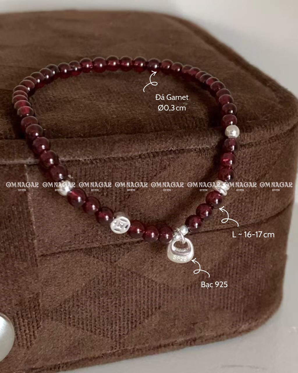 OMNAGAR “Garnet Coin” Bracelet - S999 Fine Silver