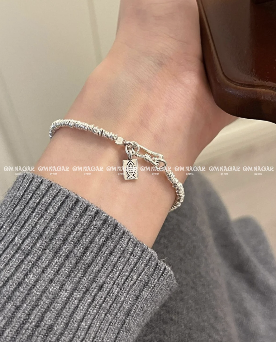 Bracelet cordon rouge OMNAGAR « Abacus » - Argent fin S999